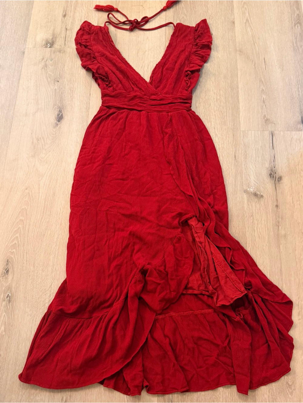 ALTAR'd State Red V-Neck Ruffled Maxi Dress - Women